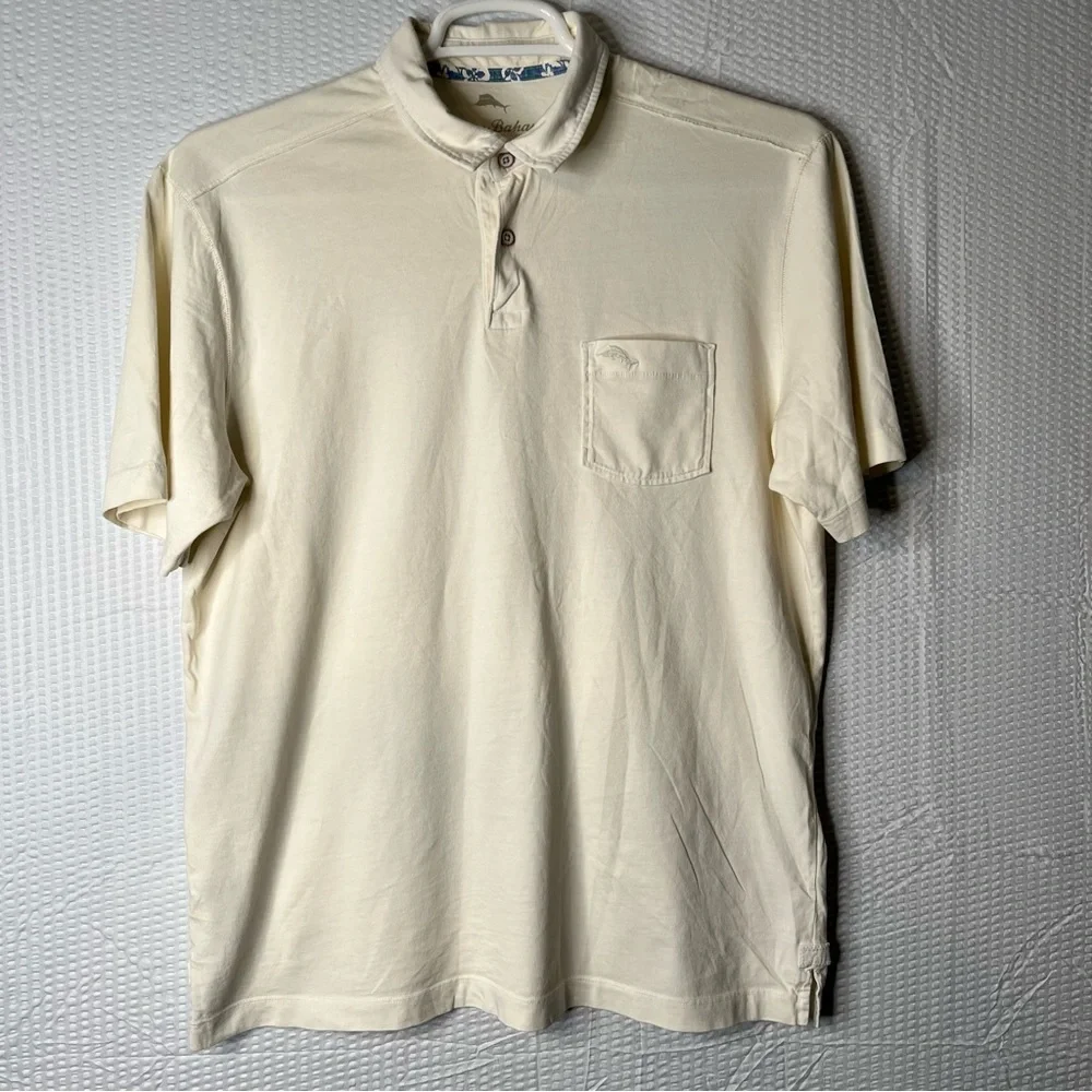 Tommy Bahama 100% Pima Cotton Beige Polo Size M
